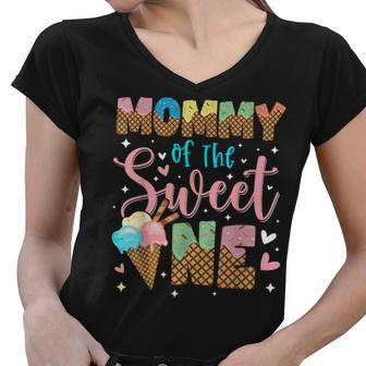 Mommy Of The Sweet One Birthday Ice Cream Outfit Family Women V-Neck T-Shirt - Thegiftio UK