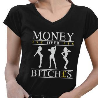 Money Over Bitches Tshirt Women V-Neck T-Shirt - Monsterry UK