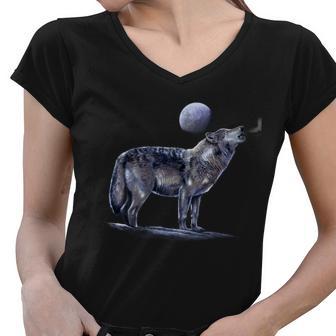 Moon Wolf V2 Women V-Neck T-Shirt - Monsterry DE