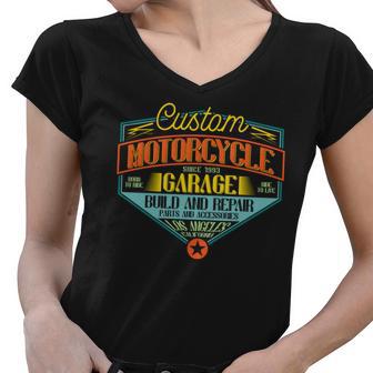 Motorcycle Garage Build And Repair Women V-Neck T-Shirt - Monsterry DE