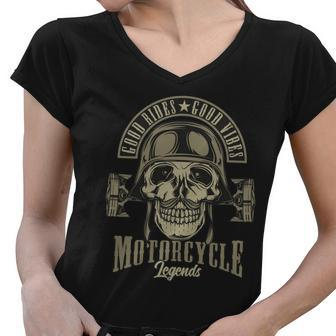 Motorcycle Good Riders Good Vibes Women V-Neck T-Shirt - Monsterry UK