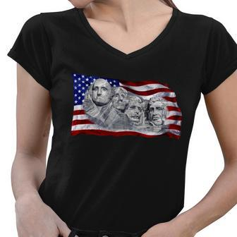 Mount Rushmore Tshirt Women V-Neck T-Shirt - Monsterry UK