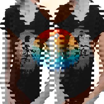 Mountain Bike - Retro Downhill Biking Gift Vintage Mtb Women V-Neck T-Shirt - Thegiftio