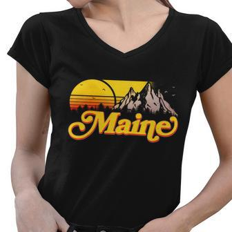 Mountains In Maine Women V-Neck T-Shirt - Monsterry CA