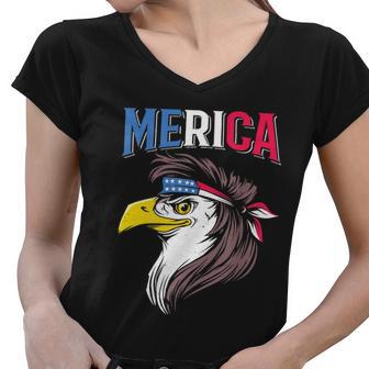 Mullet Eagle American Flag Usa Bird 4Th Of July Merica Gift Women V-Neck T-Shirt - Monsterry