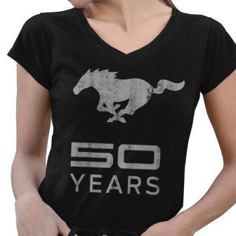 Mustang 50 Years Tshirt Women V-Neck T-Shirt - Monsterry DE