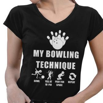 My Bowling Technique Women V-Neck T-Shirt - Monsterry DE