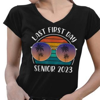 My Last First Day Senior Class Of 2023 Back To School 2023 V7 Women V-Neck T-Shirt - Thegiftio UK