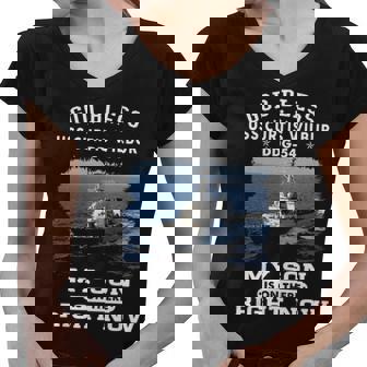 My Son Is On Uss Curtis Wilbur Ddg Women V-Neck T-Shirt - Monsterry