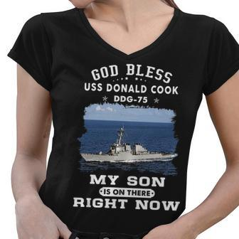 My Son Is On Uss Donald Cook Ddg Women V-Neck T-Shirt - Monsterry