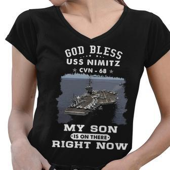 My Son Is On Uss Nimitz Cvn Women V-Neck T-Shirt - Monsterry