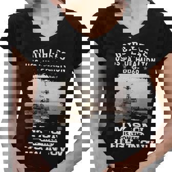 My Son Is On Uss Paul Hamilton Ddg Women V-Neck T-Shirt - Monsterry