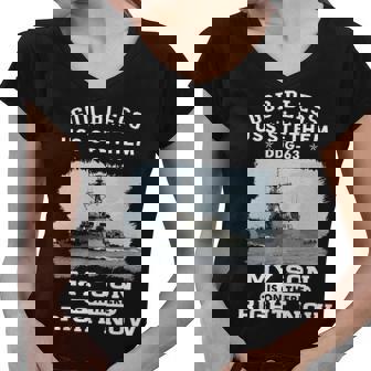 My Son Is On Uss Stethem Ddg Women V-Neck T-Shirt - Monsterry