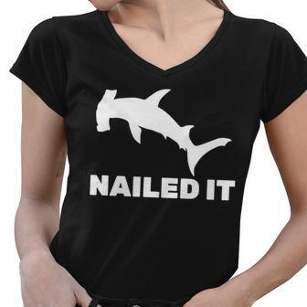 Nailed It Hammerhead Shark Women V-Neck T-Shirt - Monsterry UK