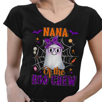 Nana Boo Crew Ghost Funny Matching Family Grandma Halloween Women V-Neck T-Shirt - Seseable