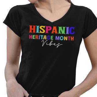 National Hispanic Heritage Month Vibes Hispanic Heritage Women V-Neck T-Shirt - Thegiftio UK