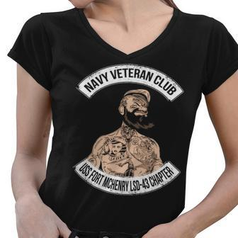 Navy Uss Fort Mchenry Lsd Women V-Neck T-Shirt - Monsterry