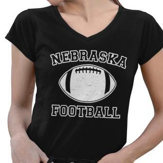 Nebraska Football Vintage Distressed Women V-Neck T-Shirt - Monsterry