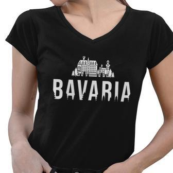 Neuschwanstein Castle And Forest Gift Bavaria Germany Souvenir Gift Women V-Neck T-Shirt - Monsterry DE