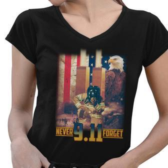 Never Forget 9 11 September 11 Memorial New York City Firefighter Tshirt Women V-Neck T-Shirt - Monsterry AU