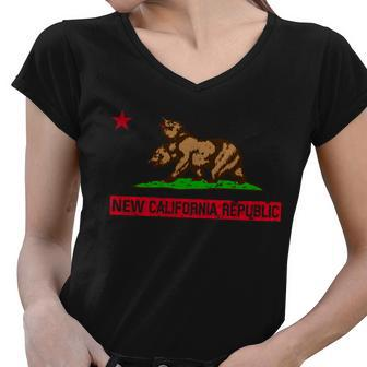 New California Republic Vintage Tshirt Women V-Neck T-Shirt - Monsterry AU