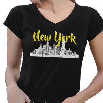New York City Logo Tshirt Women V-Neck T-Shirt - Monsterry AU