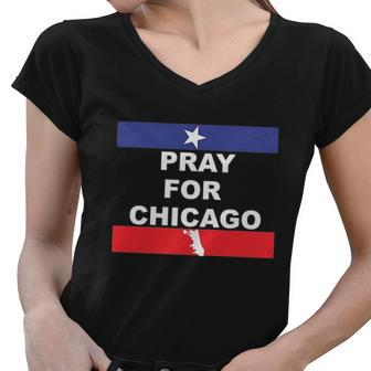 Nice Pray For Chicago Chicao Shooting Women V-Neck T-Shirt - Seseable