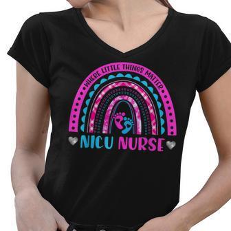 Nicu Nurse Neonatal Nurse Labor And Delivery Leopard Rainbow V3 Women V-Neck T-Shirt - Seseable