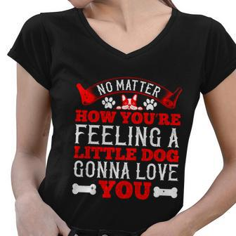 No Matter How You’Re Feeling A Little Dog Gonna Love You Women V-Neck T-Shirt - Thegiftio UK