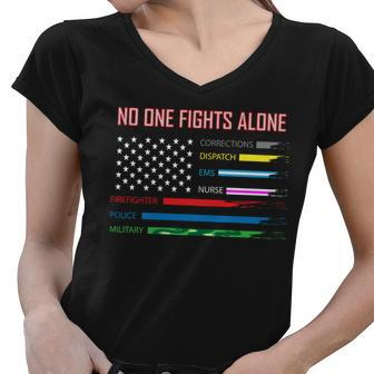 No One Fights Alone Tshirt Women V-Neck T-Shirt - Monsterry
