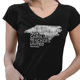 North Carolina Teachers United Red For Ed Tshirt Women V-Neck T-Shirt - Monsterry AU