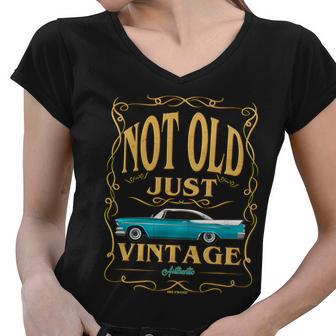 Not Old Just Vintage Classic Car Birthday Women V-Neck T-Shirt - Monsterry