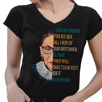 Notorious Rbg Ask No Favors Quote Tshirt Women V-Neck T-Shirt - Monsterry