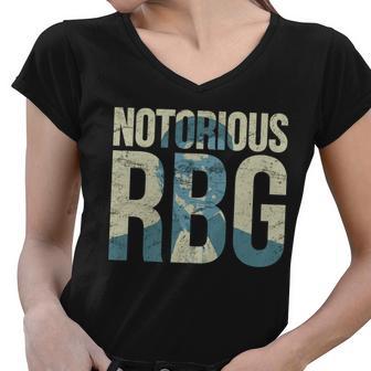 Notorious Rbg Blue Logo Tshirt Women V-Neck T-Shirt - Monsterry UK