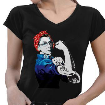 Notorious Rbg Ruth Bader Ginsburg Strong Tshirt Women V-Neck T-Shirt - Monsterry AU