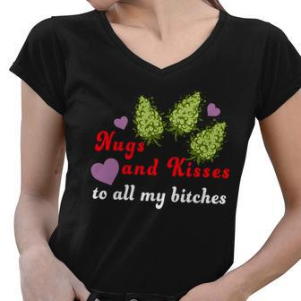Nugs And Kisses To All My Bitches Women V-Neck T-Shirt - Monsterry DE