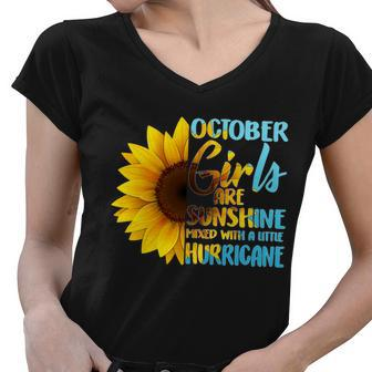 October Girls Sunflower Tshirt Women V-Neck T-Shirt - Monsterry