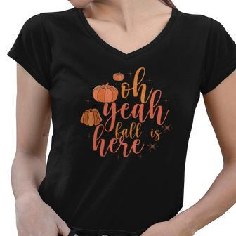 Oh Yeah Fall Here Women V-Neck T-Shirt - Seseable
