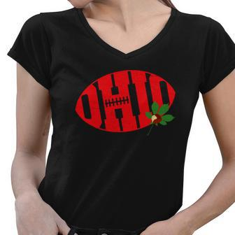 Ohio State Buck Eye Football Women V-Neck T-Shirt - Monsterry UK