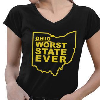 Ohio Worst State Ever Tshirt Women V-Neck T-Shirt - Monsterry CA