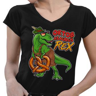 Oktob-Asaurus Rex Women V-Neck T-Shirt - Monsterry