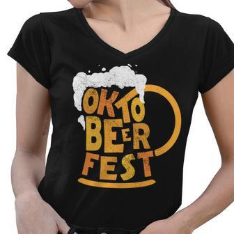 Oktoberfest Beer Fest Logo Women V-Neck T-Shirt - Monsterry CA