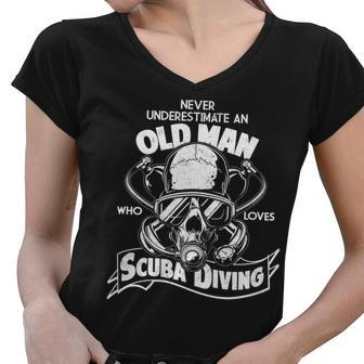 Old Man Who Loves Scuba Diving Tshirt Women V-Neck T-Shirt - Monsterry DE