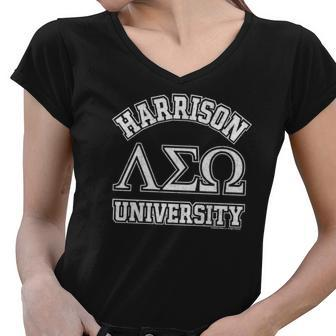 Old School Harrison University Pullover Women V-Neck T-Shirt - Thegiftio UK