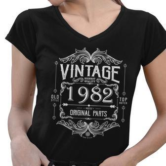 Old Style 1982 Mostly Original Parts 40Th Birthday Tshirt Women V-Neck T-Shirt - Monsterry