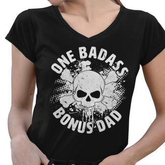 One Badass Bonus Dad Tshirt Women V-Neck T-Shirt - Monsterry AU