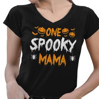 One Spooky Mama Mother Matching Family Halloween V2 Women V-Neck T-Shirt - Seseable