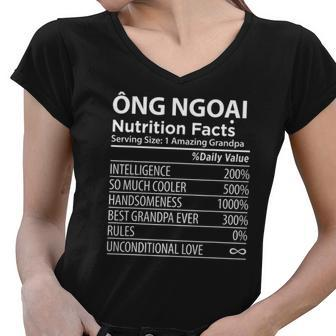 Ong Ngoai Nutrition Facts Vietnamese Grandpa Women V-Neck T-Shirt - Thegiftio UK
