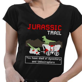 Oregon Jurassic Trail Women V-Neck T-Shirt - Monsterry