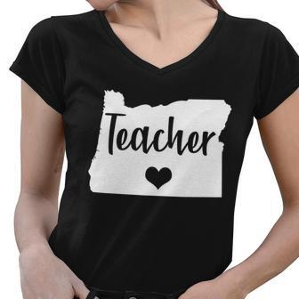 Oregon Teacher Red For Ed Women V-Neck T-Shirt - Monsterry UK
